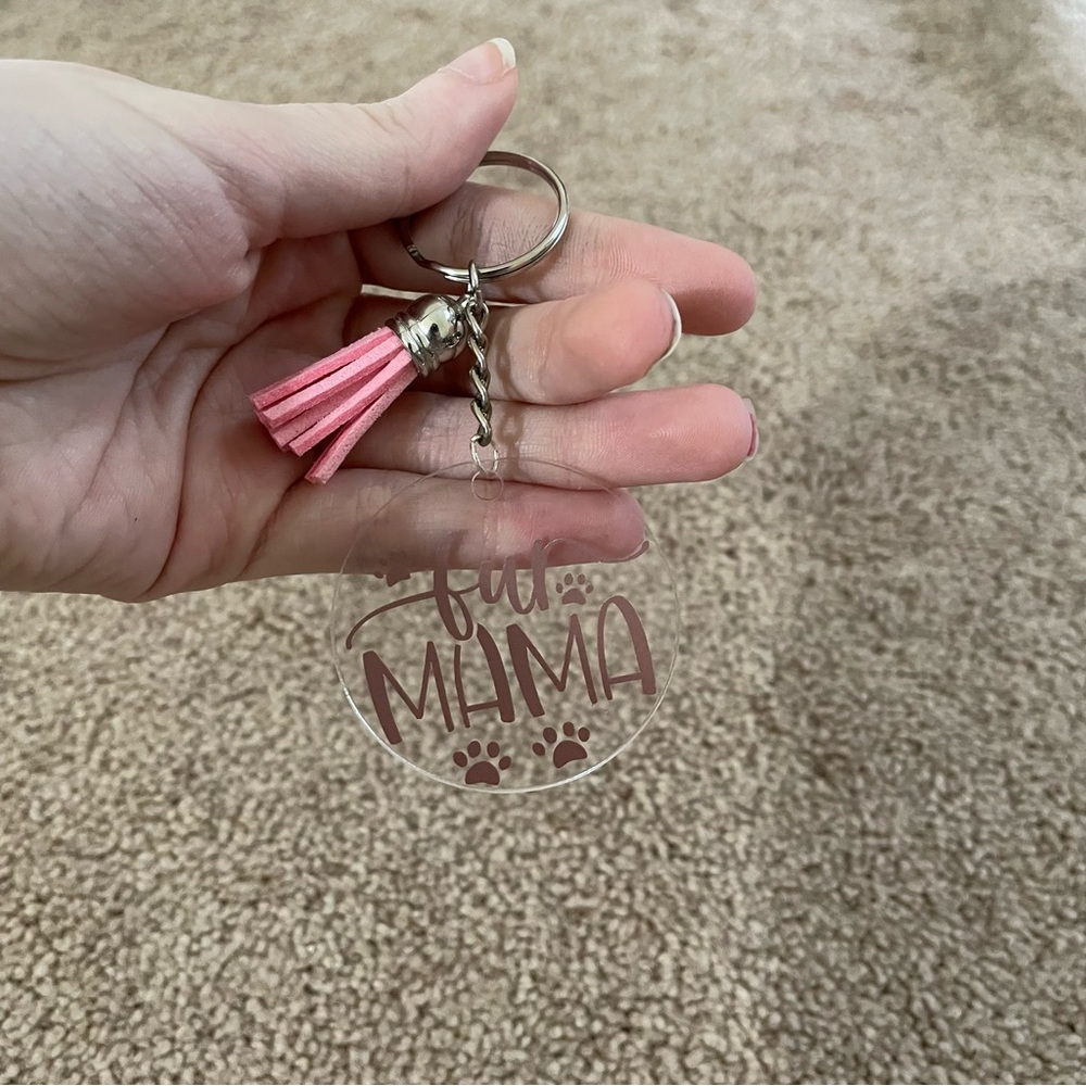 -Handmade fur mama keychain